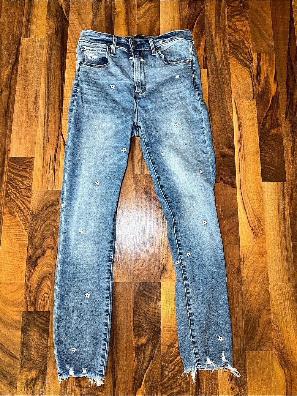 Abercrombie & Fitch Simone High Rise Ankle Floral Skinny Jeans Waist 27 Blue